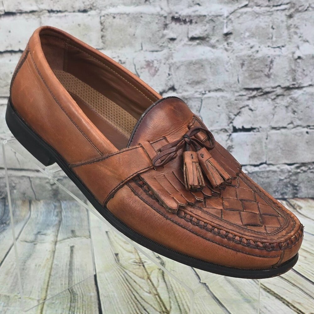 Johnston‎ & Murphy Halsey Loafers Men's 11.5 M Brown Woven Kiltie Tassel 20-2394